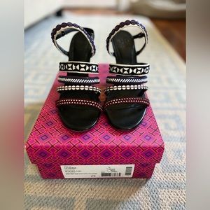Tory Burch Multicolor Mixed Trim Wedge Sandal